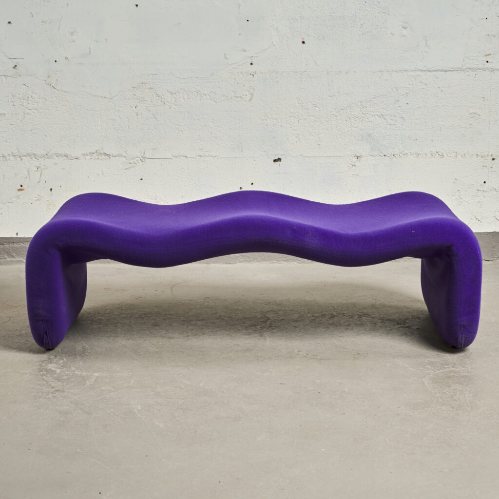 Rare Purple Djinn bench designed by Olivier Mourgue. 